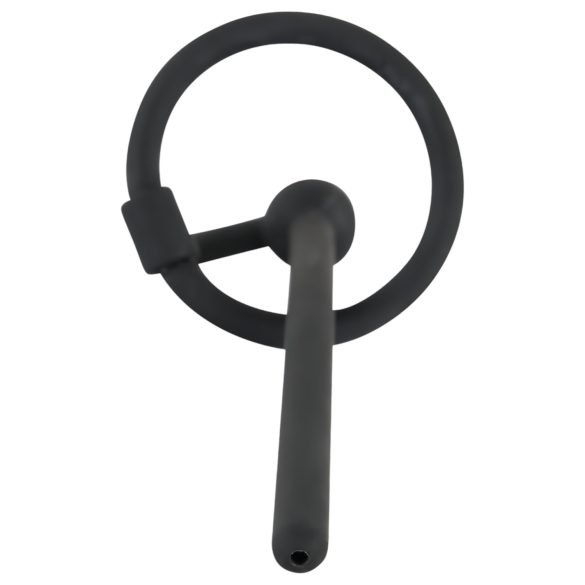 Penisplug - dilatateur urétral avec anneau gland - silicone noir 0,6 mm