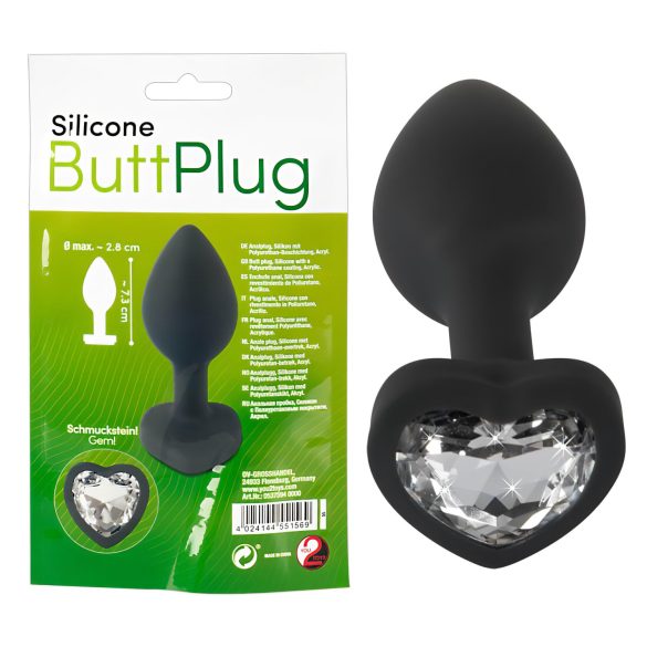 You2Toys Bouchon Anal - plug noir avec pierre blanche