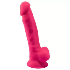   Silexd 7 - gode ceinturable à ventouse, à forme testicules - 17,5 cm (rose)