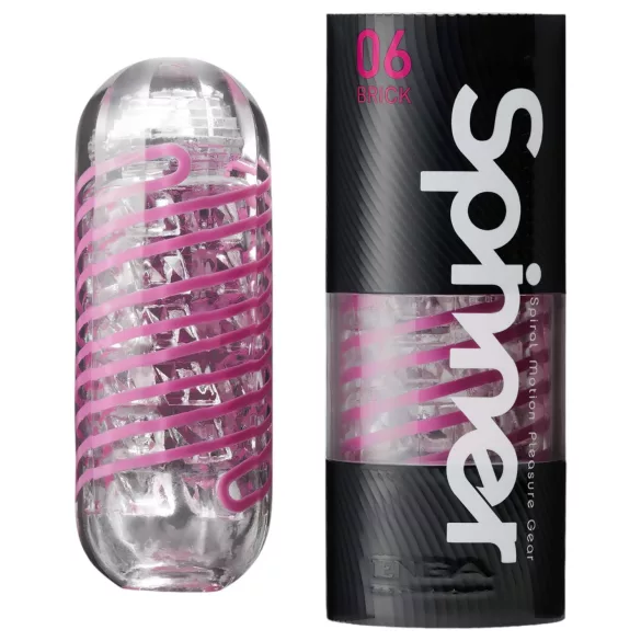 TENGA Spinner Brick - masturbateur homme texturé - transparent
