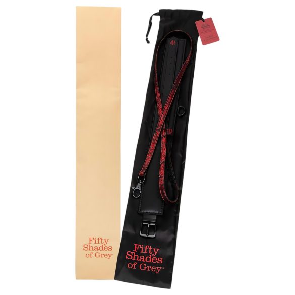 Fifty Shades of Grey - collier et laisse - simili cuir noir rouge