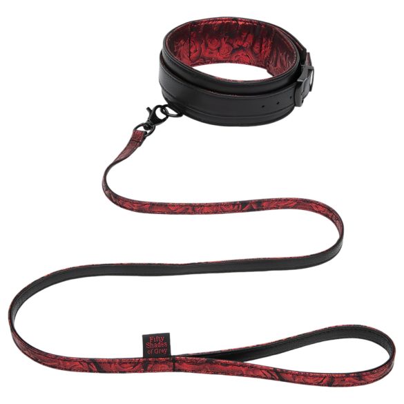 Fifty Shades of Grey - collier et laisse - simili cuir noir rouge
