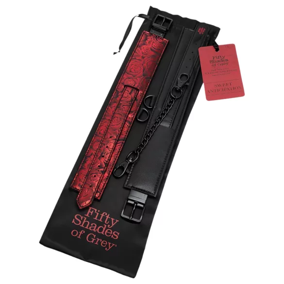 Fifty Shades of Grey - menottes de cheville réglables - cuir noir rouge