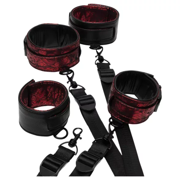 Fifty Shades of Grey - menottes set - cuir noir rouge
