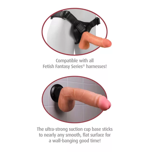 Real Feel Deluxe No.9 - gode ceinture réaliste avec testicules - couleur chair