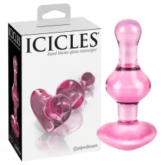 Icicles No. 75 - plug anal cœur - verre rose