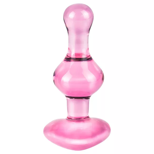 Icicles No. 75 - plug anal cœur - verre rose