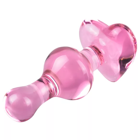 Icicles No. 75 - plug anal cœur - verre rose
