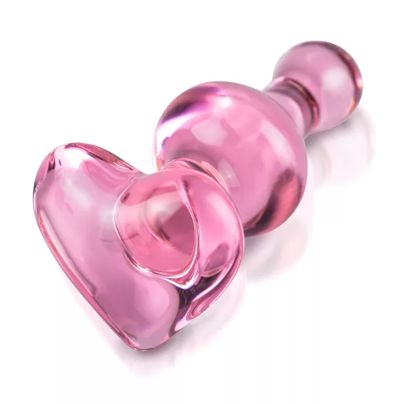 Icicles No. 75 - plug anal cœur - verre rose