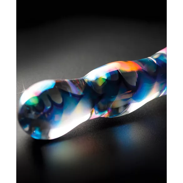 Icicles No. 08 - godemichet double ondulé - verre transparent bleu