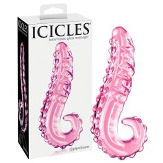 Icicles No. 24 - godemichet en verre nervuré langue (rose)