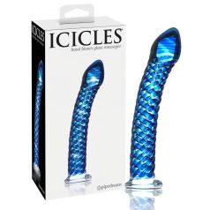 Icicles No. 29 - spirale, gode en verre (bleu)