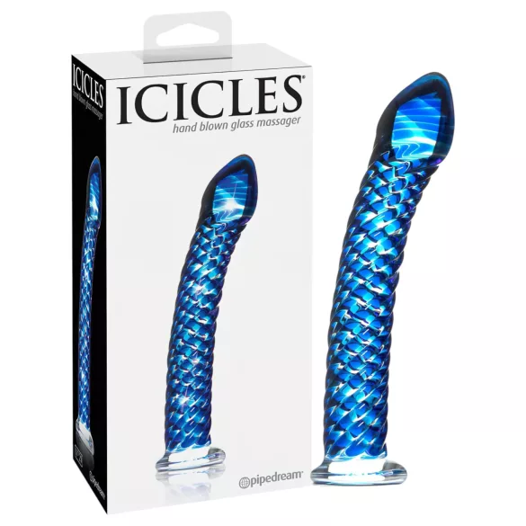 Icicles No. 29 - gode spiral pour pénis - verre bleu
