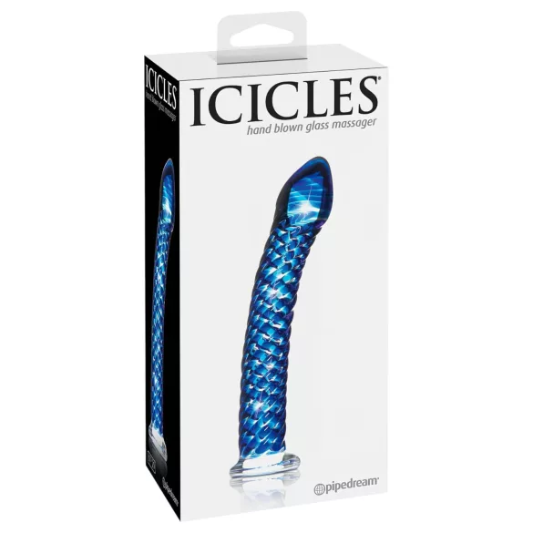 Icicles No. 29 - gode spiral pour pénis - verre bleu
