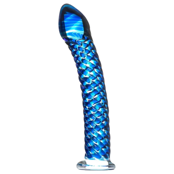 Icicles No. 29 - gode spiral pour pénis - verre bleu