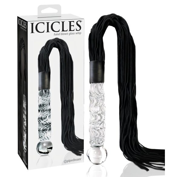 Icicles No. 38 - fouet cuir & gode en verre (transparent-noir)