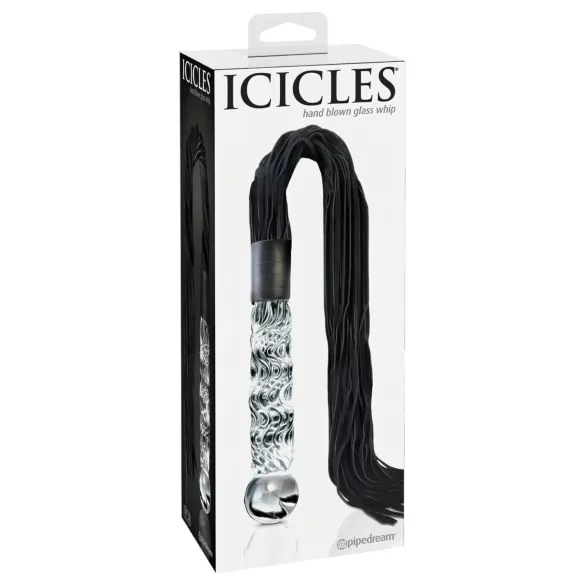 Icicles No. 38 - fouet en cuir et godemichet en verre - transparent/noir