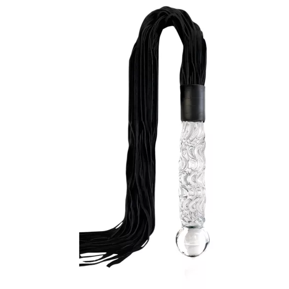 Icicles No. 38 - fouet en cuir et godemichet en verre - transparent/noir