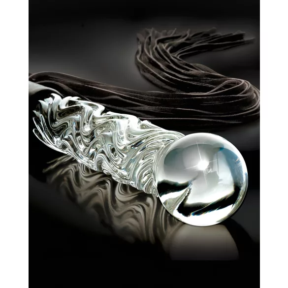 Icicles No. 38 - fouet en cuir et godemichet en verre - transparent/noir