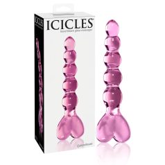 Icicles No. 43 - dildo en verre perlé et cœur (rose)