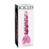 Icicles No. 43 - godemichet en verre avec perles et cœur - rose