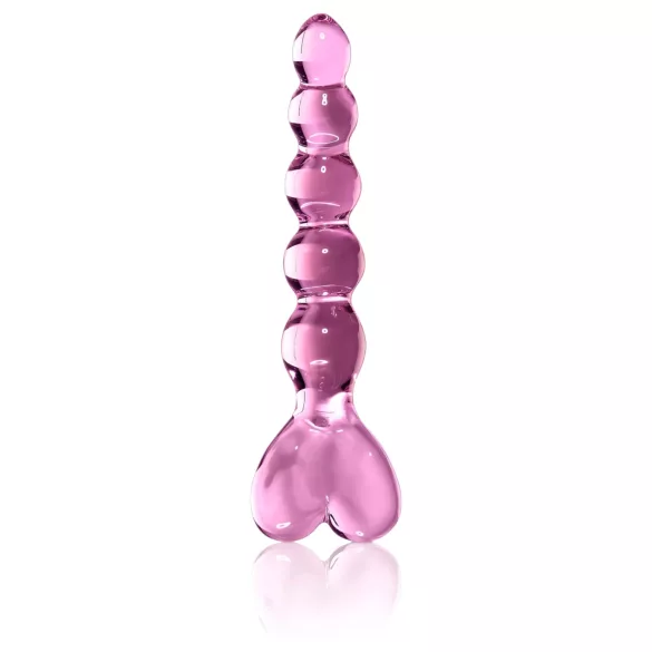 Icicles No. 43 - godemichet en verre avec perles et cœur - rose