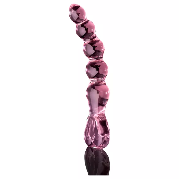 Icicles No. 43 - godemichet en verre avec perles et cœur - rose