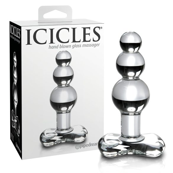 Icicles No. 47 - triple perles, plug anal en verre (transparent)