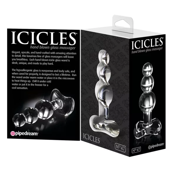 Icicles No. 47 - plug anal triple boules - verre transparent