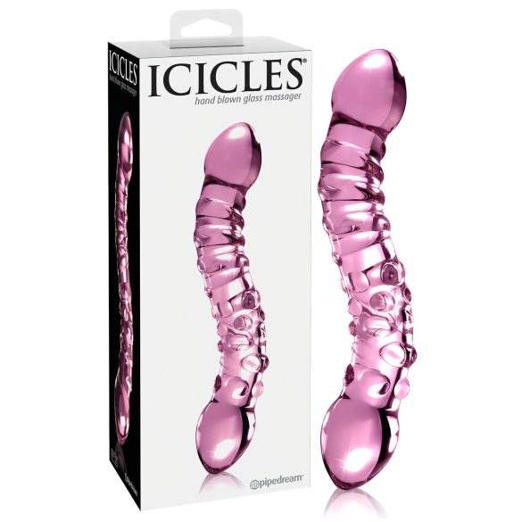 Icicles No. 55 - Double Sensations, Dildo en Verre G-Spot (Rose)