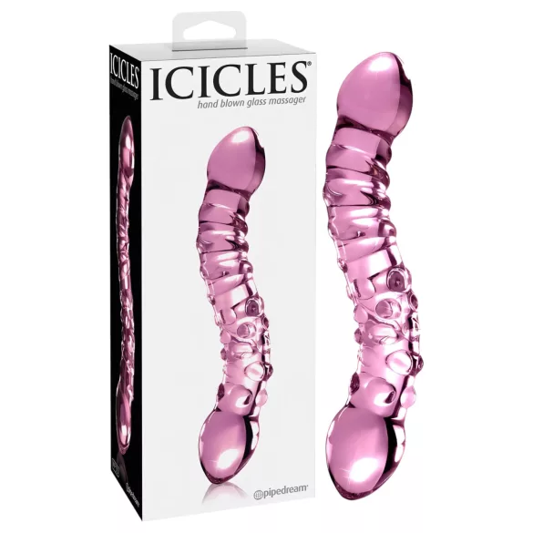 Icicles No. 55 - gode double entrée G-spot - verre rose