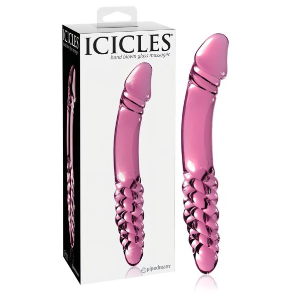 Icicles No. 57 - Double Dong en Verre Rose (Design Phallique)