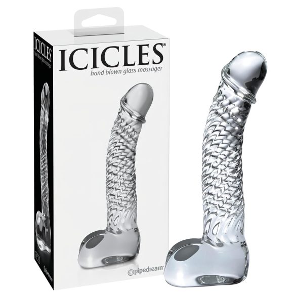 Icicles No. 61 - Gode en verre transparent avec scrotum