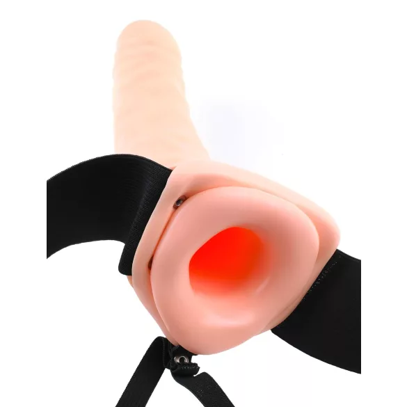 Pipedream - Fetish Strap-On 8 - harnais avec gode creux vibrant (couleur chair)