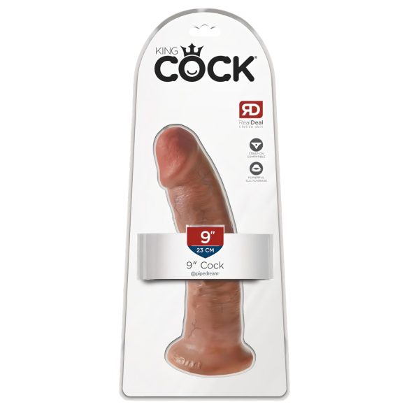 King Cock 9 - Dildo réaliste ventouse (23cm) - teinte foncée