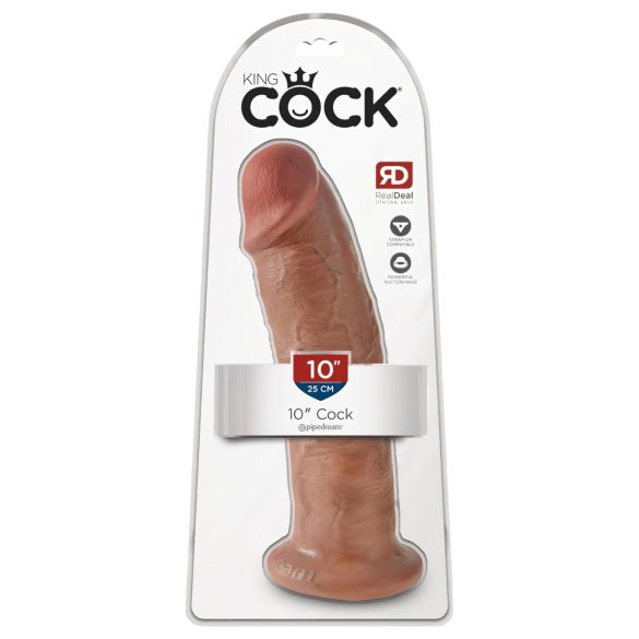 Godemiché King Cock 10" à ventouse - 25 cm - teinte sombre naturelle
