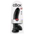 King Cock 9 - godemichet noir ventouse avec testicules (23cm)