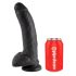 King Cock 9 - godemichet noir ventouse avec testicules (23cm)