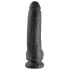 King Cock 9 - godemichet noir ventouse avec testicules (23cm)