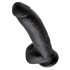 King Cock 9 - godemichet noir ventouse avec testicules (23cm)