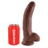 King Cock 9 - grand dildo ventouse, scrotum (23cm) - brun