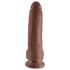 King Cock 9 - grand dildo ventouse, scrotum (23cm) - brun