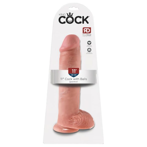 King Cock 11 - Dildo ventouse avec testicules (28cm) - naturel