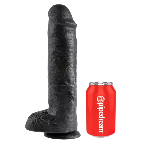 King Cock 11 - godemichet réaliste à ventouse avec testicules - noir 28cm
