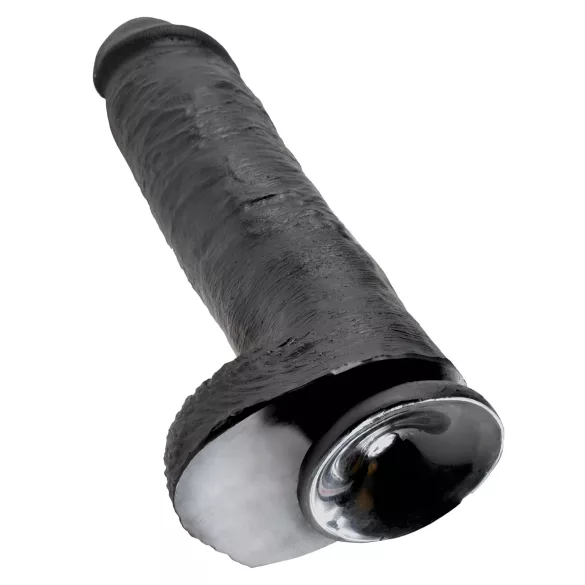 King Cock 11 - godemichet réaliste à ventouse avec testicules - noir 28cm
