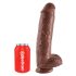 King Cock 11 - grand dildo ventouse avec bourses (28cm) - marron