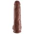King Cock 11 - grand dildo ventouse avec bourses (28cm) - marron