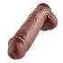 King Cock 11 - grand dildo ventouse avec bourses (28cm) - marron