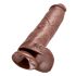 King Cock 11 - grand dildo ventouse avec bourses (28cm) - marron