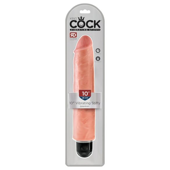 King Cock 10 Stiffy - Vibromasseur réaliste et étanche (25 cm) - Naturel